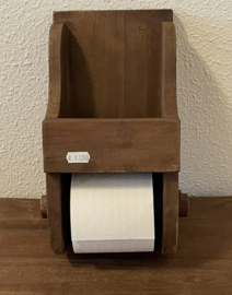 Houten wc rolhouder met vak