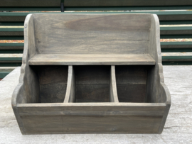 Zware teakhouten gruttersbak grijs