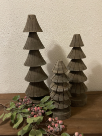 Set van Sober massief houten kerstbomen