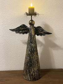 Engel goud/zwart met kandelaar