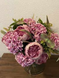 Bos kunstbloemen donker rose