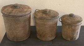 houten emmer met dekssel XL