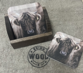 Houten bakje bruin voor viltjes