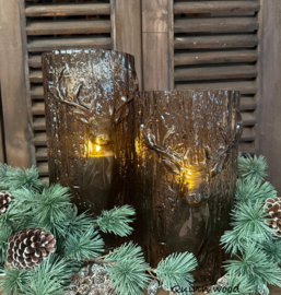 Windlicht hert brown luxery L