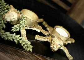 Luipaard waxinehouder goud