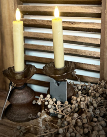 Led dinerkaars set van 2 stuks, taupe 15cm