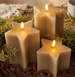 Led ster kaars beige large