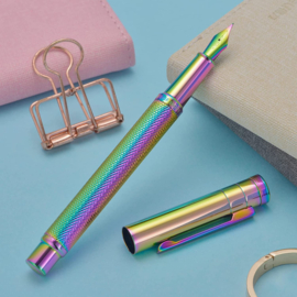 Hongdian # 1851 Forest Rainbow Fountain Pen Extra Fine  Nib with Converter and Metal Gift Box