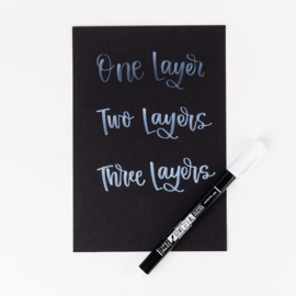 Tombow Brush Pen Fudenosuke Pastel Wit, voor o.a. Zwart en Donker Papier / Karton