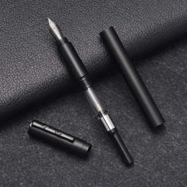 Hongdian H3 Black  Aluminum Fountain Pen  Extra Fine Nib, Screw Cap with Bamboo Shape Clip + Tin Box