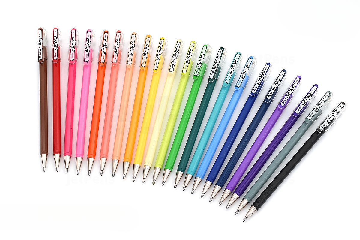 Pentel Hybrid Mattehop Gel Pennen  - 1.0 mm - 21 Kleuren  Complete Set  # K110-V21ST  