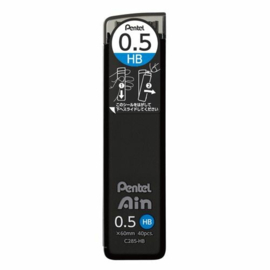 Pentel Ain Zwarte Vulpotloodstiften 0,5 mm – 40 Stuks – C285-HB