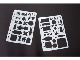 Sjablonen A5 – Set van 12 stuks voor o.a.  Bullet Journaling en Handlettering. Voor o.a Filofax Clipbook Organizers