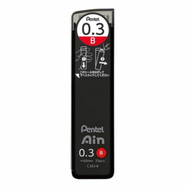 Pentel Ain Zwarte Vulpotloodstiften 0,3 mm – 25 Stuks – C283-B