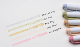 Zebra Mildliner Double Sided Highlighter - 2022 New Natural Colors Set van 5 + Gratis Zipperbag
