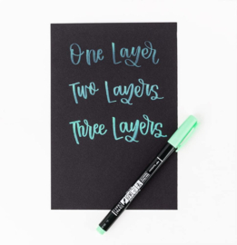 Tombow Brush Pen Fudenosuke Pastel  Licht Groen,  voor  o.a. Zwart en Donker Papier / Karton