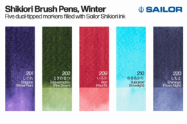 Sailor Set van 5 Shikiori Brush Pennen -  4 Japanse Seizoenen Kleuren: Winter