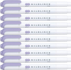 Zebra Mildliner Double-Sided Highlighter - Fine / Bold – Mild Violet Set van 10 verpakt in een Zipperbag