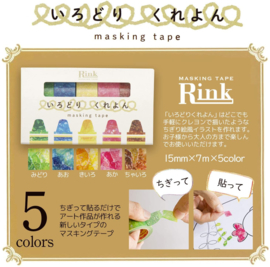 Rink Japanese Washi Tape  Crayon Design  Set van  5