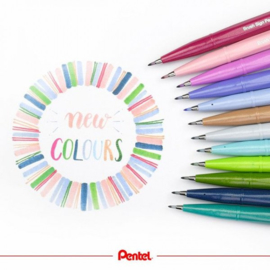 Pentel Touch Brush Sign SES15C Pen Nieuwe Kleuren - Set van 12