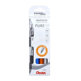 Pentel Energel Pure BL77TL - Set van 4 pennen - Zwart, Blauw, Oranje en Lichtblauw