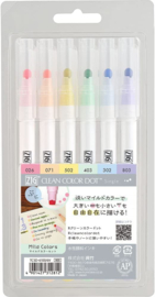 Kuretake ZIG Clean Color Dot Marker - 6 Mild Color Set
