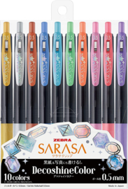 Zebra Sarasa Clip Ballpoint Pen 0.5mm Decoshine Color 10 Color Set