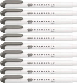 Zebra Mildliner Double-Sided Highlighter - Fine / Bold – Mild Dark Gray Set van 10 verpakt in een Zipperbag