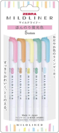 Zebra Mildliner Double Sided Tekstmarker - Fine & Bold - Pastel Colors - Set van 5