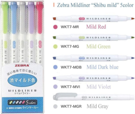 Zebra Mildliner Double Sided Tekstmarker - Fine & Bold - Cool & Warm Colors - Set van 5
