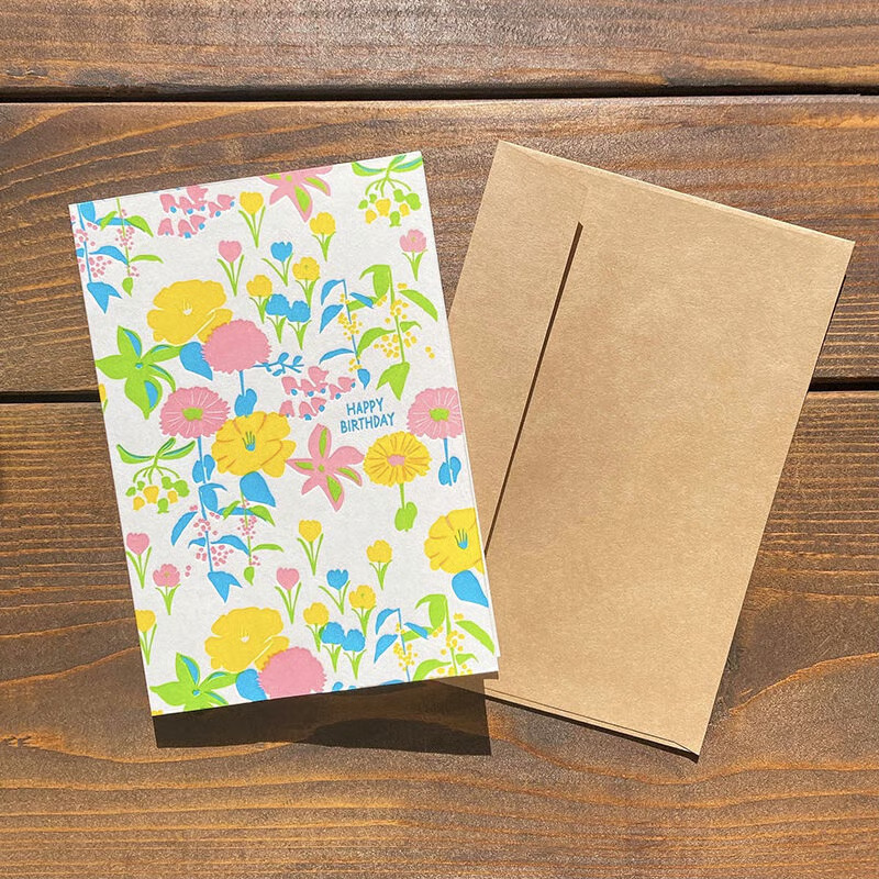 Yamamoto Letterpress Kaart 17 Bloemen # GA617