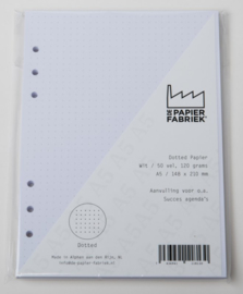 Aanvulling A5 geschikt voor o.a. Filofax, Succes Losbladige Planners 50 Vel, 116gr/m² Dotted Wit Papier