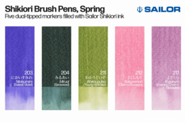 Sailor Set van 5 Shikiori Brush Pennen -  4  Japanse Seizoenen Kleuren: Lente