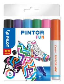 PILOT Pintor Pigmentmarkers 4.5 mm/ Medium  Tip  Set van 6 "Fun Mix"