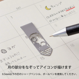MIDORI MD Bookmarker Clip - Cat & Moon