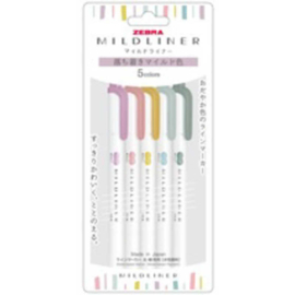 Zebra Mildliner Double Sided Highlighter – Set van 5 New 2025 Pastel / Grijstinten Colors - WKT7-5C-OT