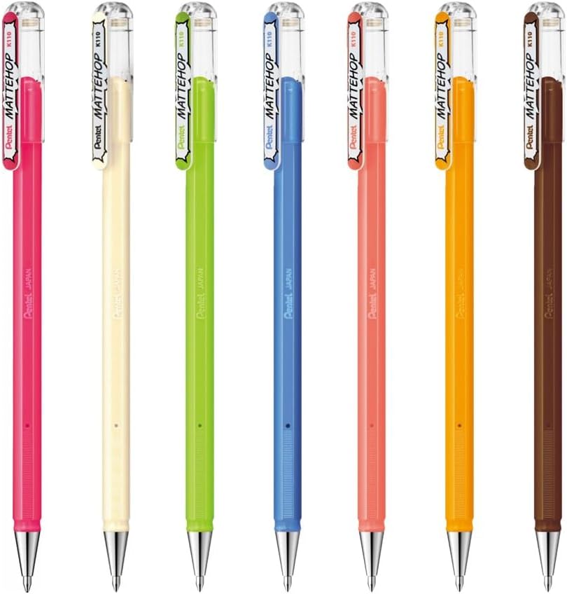 Pentel Hybrid  Mattehop Gel Inkt Pennen - 1.0 mm - Sweet Colors - Set van 7