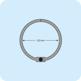 Dubbele   Klikringen ⌀ 32mm, set van  4. Kleur: Zilver