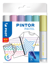 PILOT Pintor Pigmentmarkers 4.5 mm / Medium Tip  Set van 6 "Pastel  Mix"
