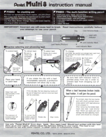 Pentel Multi 8  Kleuren 2mm Vulpotlood + 1 HB-stift en 7 Gekleurde Vullingen  # XPH802