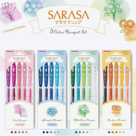 Sarasa 0.5 Clip 5-Color Bouquet Set, White Clover 5-Color Set - Limited Edition