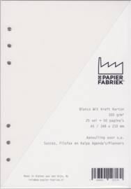 Aanvulling A5 geschikt voor o.a. Filofax, 6-Rings Losbladige Planners 25 Vel, 220g/m² Blanco Wit  Karton