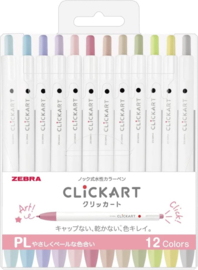 Zebra Clickart Knock Sign 0,6mm Pennen - Set van 12 New Pale  Colors