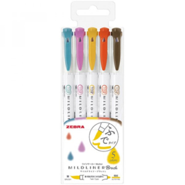 Zebra Mildliners Brushpennen Sets van 5