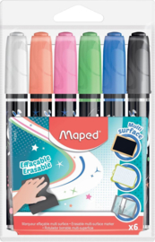 Krijtmarkers Set van 6 stuks in geassorteerde kleuren + GRATIS Zipperbag