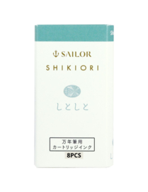 Sailor Shikiori The Sound of Rain Ink - Shitoshito (Blue Green Silent & Still) - 8 Cartridges