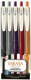 Zebra Sarasa Clip Gel Pen - 0.5 mm - Vintage  - 5 Color Set | # 2