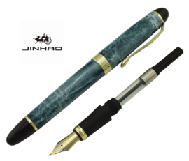 Jinhao X450, 18 KPG Fude / Bent Nib + GRATIS Zebra Platinum Nib - Zwart