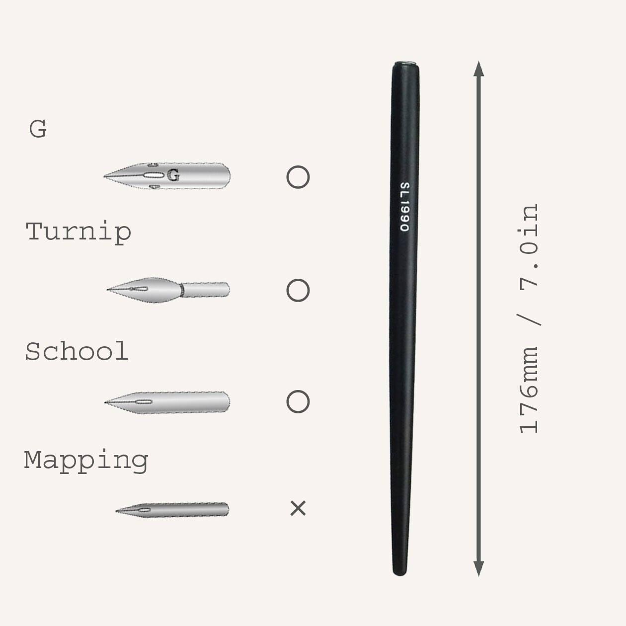 Tokyo Slider Pen Dip Nib Houder # SL1990 - Zwart  - Made in Japan