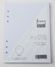 Aanvulling A5 geschikt voor o.a. Filofax, Succes Losbladige Planners 50 Vel, 120g/m² Blanco Wit Papier
